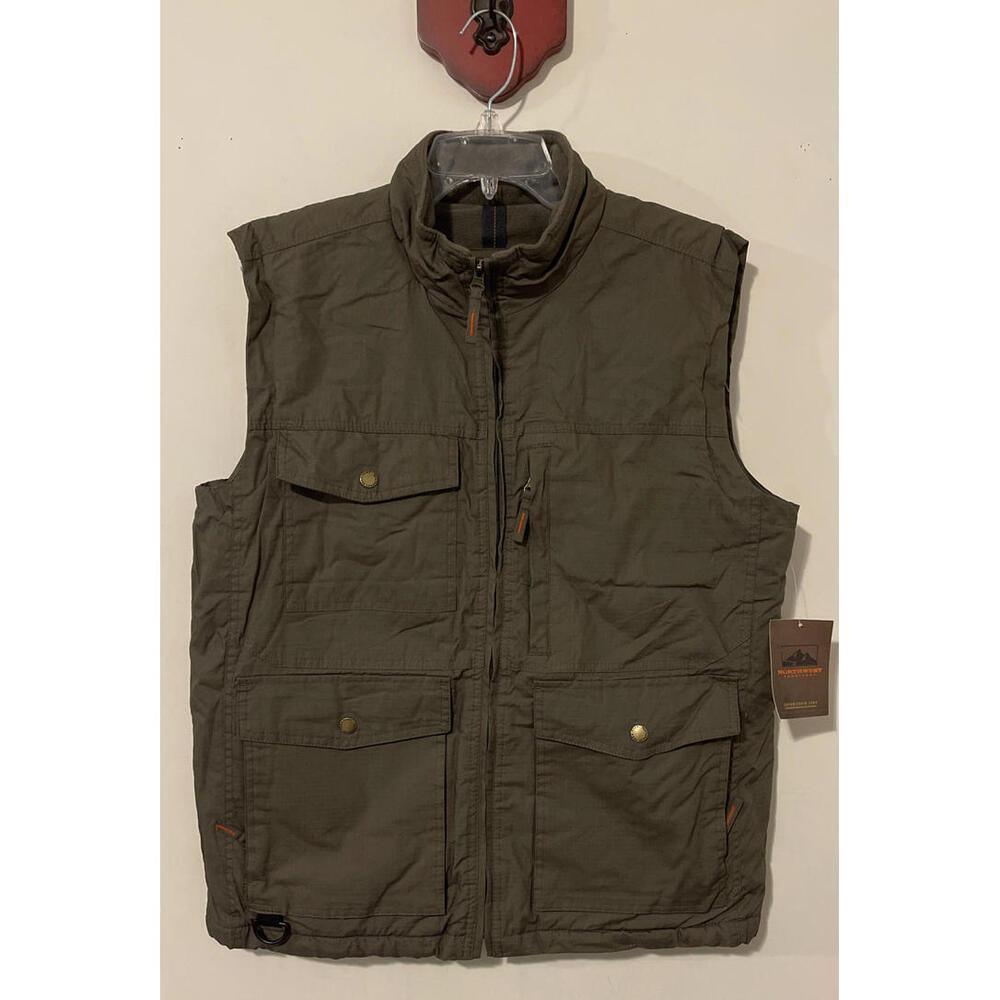 Northwest Territory Mens Small Green Zip-Up Fleece 6-Pocket Cargo Vest NWT M1435